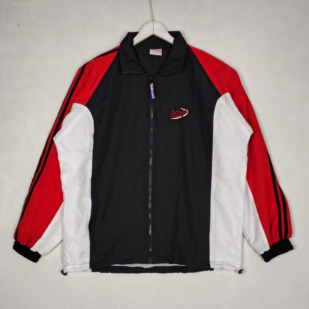 Vintage Simon Air NK Windbreaker Jacket Mens XL Black Red White Colorblock Zip